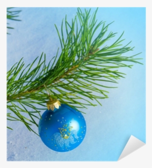 Vinilo Pixerstick Bola De Cristal Azul En El Árbol - Christmas Tree
