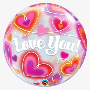 22" Love You Doodle Hearts Bubble Balloon