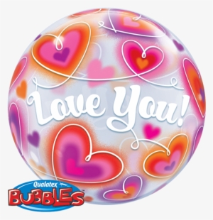 Zoom - 22" Love You Doodle Hearts Bubble Balloon
