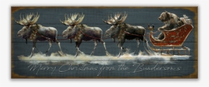 View Zoom Santa Grizzly Sleigh With Moose Sign - Santa Claus