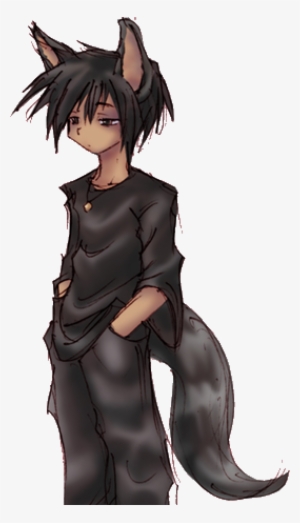 Anime Boy With Cat Ears And Tail Anime Boy With - Black And Red Wolf Boy