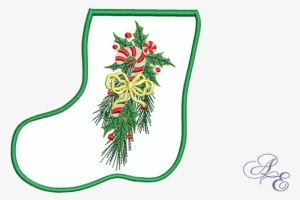 An In The Hoop Stocking Decorated With A Pine Bough - Art