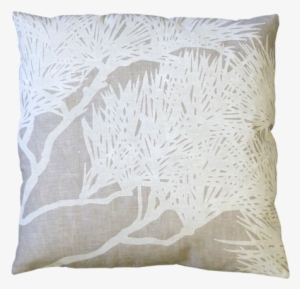 Dermond Peterson Pine Bough Pillow In White On Natural - Cushion