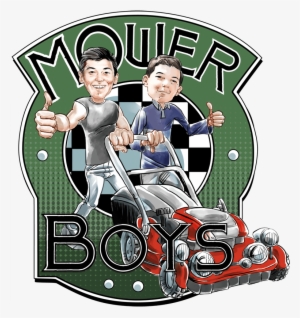Mower Boys- Retro Logo With Caricature - Caricature