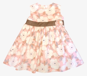 Soft White And Pink Flower Dress With Brown Ribbon - Emma And Mila - With Love - Petals In Blush