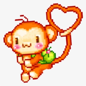 Monkey Pixel Pixelart Cute Kawaii Ape Png Kawaii Summer - Pixel Art