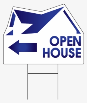 Stock Blue Arrow Open House Realtor Sign - All American Roofing Logo