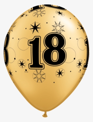 11" Gold 18 Sparkle A Round - Black And Gold 18th Balloons