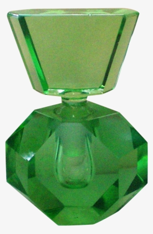 This Beautiful Vibrant Green Glass Perfume Bottle Has - Crystal