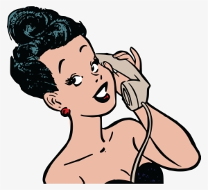 Free Clipart Of A Retro Woman Talking On A Phone - Woman On Phone Clipart Transparent