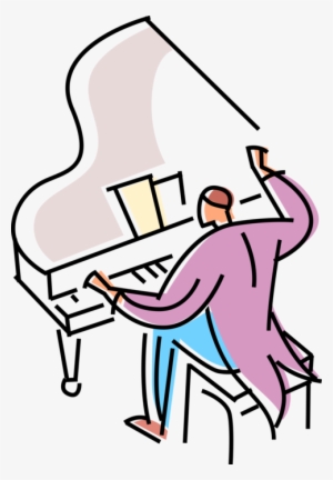 Vector Illustration Of Concert Pianist Musician Plays - Illustration