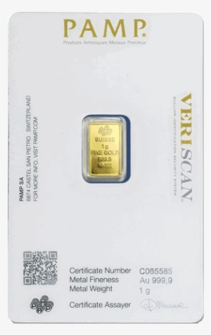 Gold Bar 1 Gram Pamp Suisse - Pamp Veriscan
