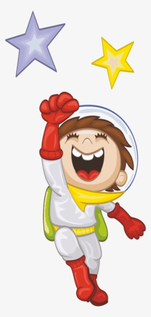 Kids Happy Astronaut Sticker - Ambesonne Outer Space Objects With Sun Earth Comet
