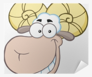 Smiling Ram Sheep Head Cartoon Mascot Character Poster - Clip Art