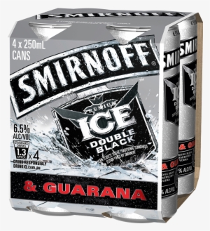 Smirnoff Ice Double Black & Guarana Cans 250ml 4 Pack - Smirnoff Double Black Guarana