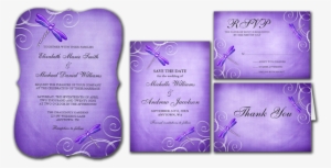 Purple Dragonfly Swirls Wedding Invitations - Flyer