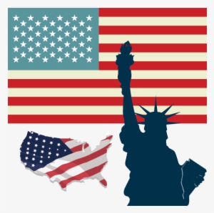 Imagen De La Bandera De Estados Unidos Y De La Estatua - Bandeira Americana Bandeira Dos Estados Unidos Png