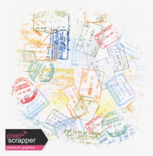 World Traveler Elements Kit -inked Travel Stamp - Digital Scrapbooking