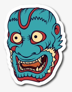 Japanese Noh Mask Vinyl Sticker