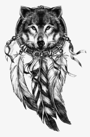 Vector Royalty Free Library Gray Wolf Dreamcatcher - Tatuajes De Lobos Atrapasueños