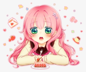 Cake, Anime Girl, And Pink Hair Image - Anime Girl Happy Birthday  Transparent PNG - 500x422 - Free Download on NicePNG