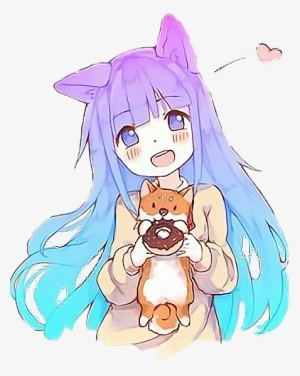Report Abuse - Cute Anime Girl With Puppy
