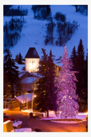 Scenic View At Dusk With Christmas Holiday Lights - Skiing