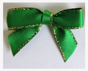 Gold Metallic Edged Satin Bows Colour Emerald Green - Metallic Color