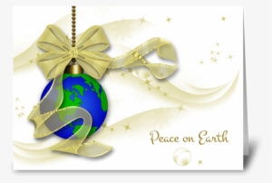Planet Earth Ornament, Ribbon, Bow Greeting Card - Bcm Planet Dance