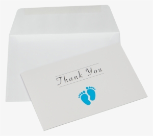 Blue Baby Footprint Note Card Of Thanks With Plain - Envelope