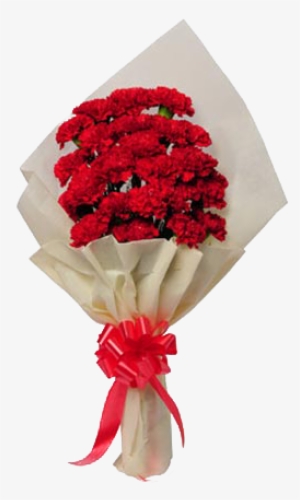 Bunch Of 25 Red Carnations - Bunches Flowers With Hand