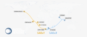 How The Saex Cable Will Connect The 4 Continents Via - Early Map Makers