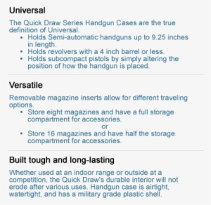 6 Pack Handgun Case Features & Benefits - Handgun