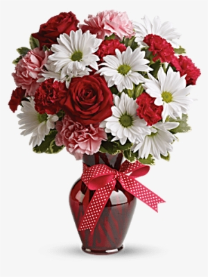 A Sweet Medley Of Red Roses, Red Carnations, Pink Carnations