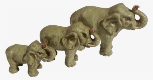 Old Hand Painted Elephant Miniature Figurines Trunk - 1920s