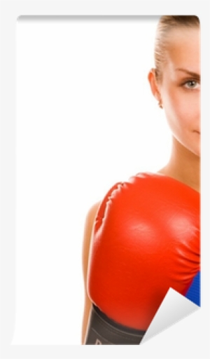 Blond Girl With A Red Boxing Glove Wall Mural • Pixers® - Boxing