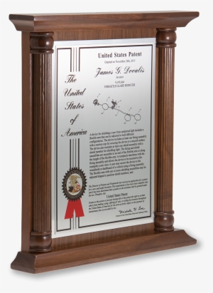 Pillar Series Patent Plaque Solid Walnut Silver Side - Patent