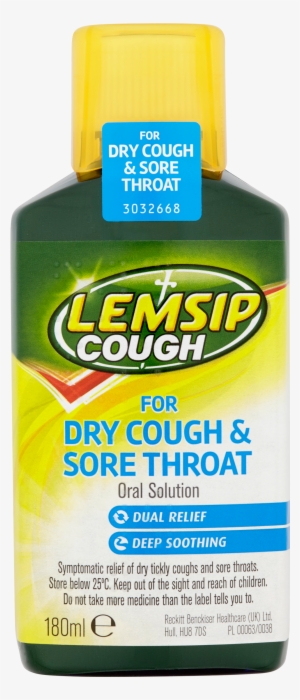 Lemsip Cough For Dry Cough & Sore Throat 180ml - Lemsip Cough And Sore Throat