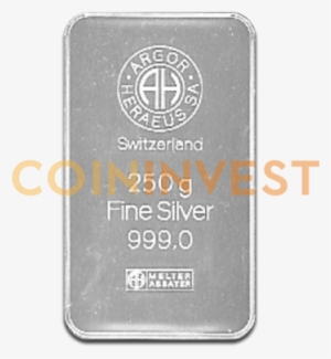 250g Silver Bar - Argor Heraeus 250 Gram Silver Bar