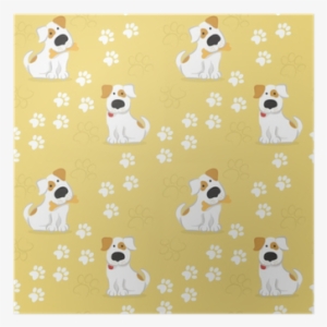 Pattern With White Dogs And Traces Of Dog Paws - Dog