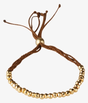 Fine Bracelet In Brown Cotton With Small Gold Pyrite - Fine Bracelet