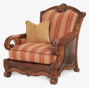 1perfectchoice Carved Frame Brown Leather Red Stripe - Michael Amini Tuscano Chair