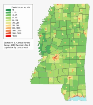 Mississippi Population Density Map - Ms Population Density Map