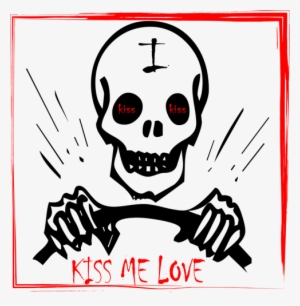 Kiss Me - Cartoon Skeleton Face