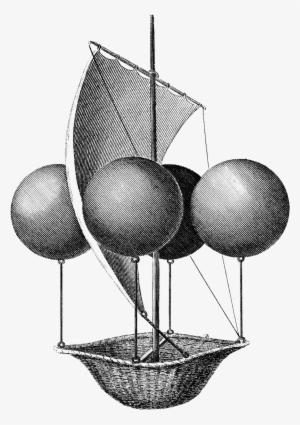 Vintage Illustration Of Hot Air Balloon - Hot Air Balloon Drawing
