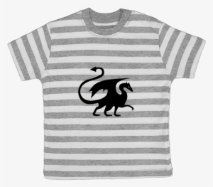 T-shirt Bébé À Rayures Dragon Silhouette Par Rackoon - T-shirt