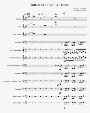 Outlast End Credits Theme Sheet Music Composed By Samuel - Outlast Main Theme Music Sheet