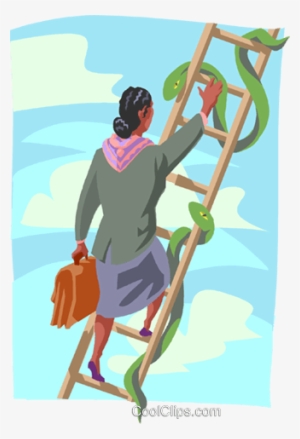 Women Climbing Ladder With Snakes Royalty Free Vector - Ladder Climbing Woman Png
