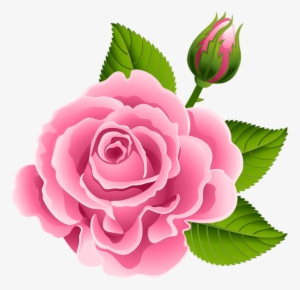 Pink Rose With Rose Bud Png Clip Art Image - Pink Rose Bud
