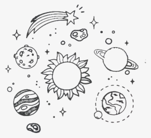 Tumblr Galaxy Space Sun Saturn Rings Planet Comet Stars - Moon Doodle